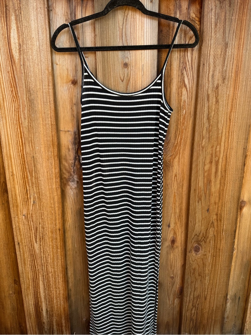 Free People Black and White Striped Spaghetti Strap Maxi